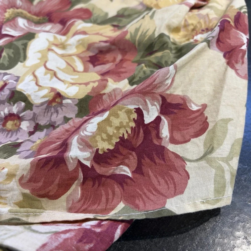 Vintage Ralph Lauren Sophie Brooke Queen Bedskirt Yellow Floral Split Corner EUC